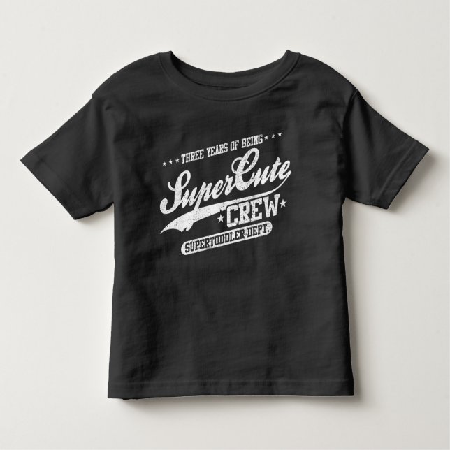 Camiseta Infantil Três anos de ser grupo Supercute (aniversário de 3 (Frente)