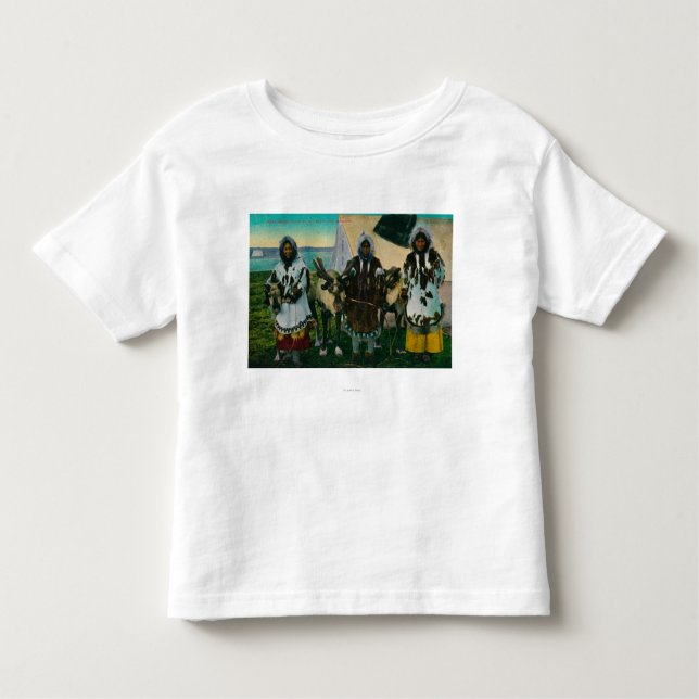 Camiseta Infantil Três belezas e trenós Eskimo ReindeerState (Frente)