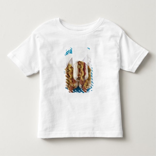 Camiseta Infantil Três cachorros quentes nos bolos (Frente)