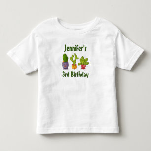 Camiseta Infantil Três cactus bonitos em Potes de flores se divertem
