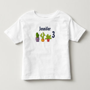 Camiseta Infantil Três cactus giros em Potes de flores