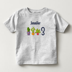 Camiseta Infantil Três cactus giros em Potes de flores