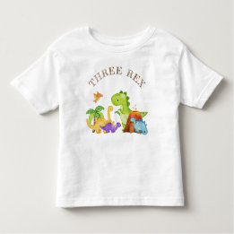 Camiseta Infantil Três Crianças Rex Festa de aniversário de 3 anos D
