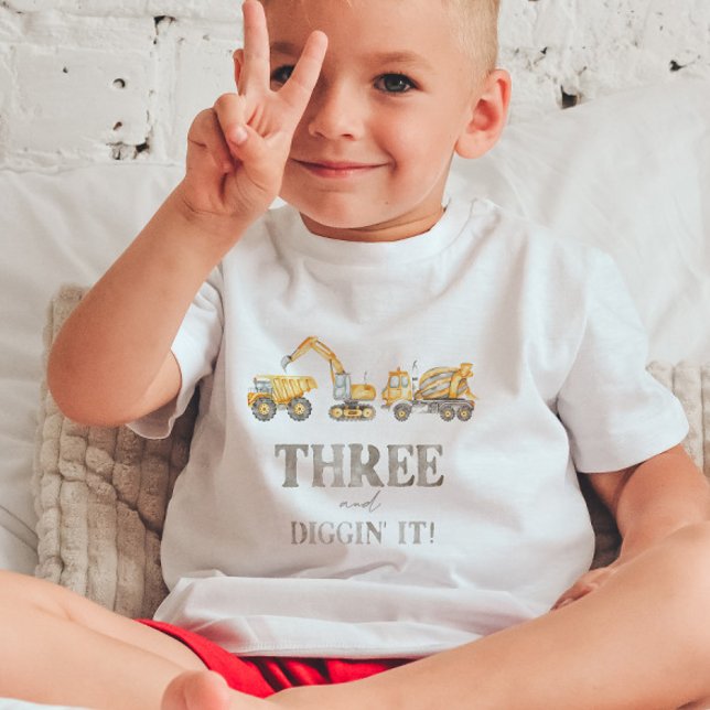 Camiseta Infantil Três e Diggin 'It Construction Birthday T-shirt (Criador carregado)
