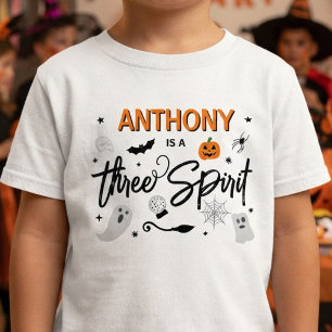 Camiseta Infantil Três Espíritos! Festa de Aniversário de 3 anos de