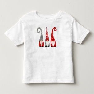 Camiseta Infantil Três Gnomos Natal Desenhado à Mão Feriado Divertid
