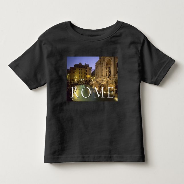 Camiseta Infantil Trevi Fountain à Noite | Roma, Lácio, Itália (Frente)