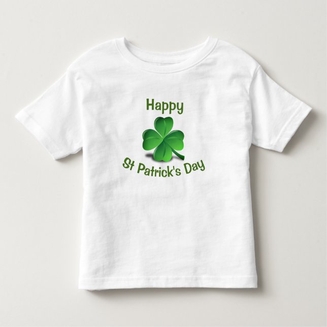 Camiseta Infantil Trevo feliz bonito do verde do Dia de São Patrício (Frente)