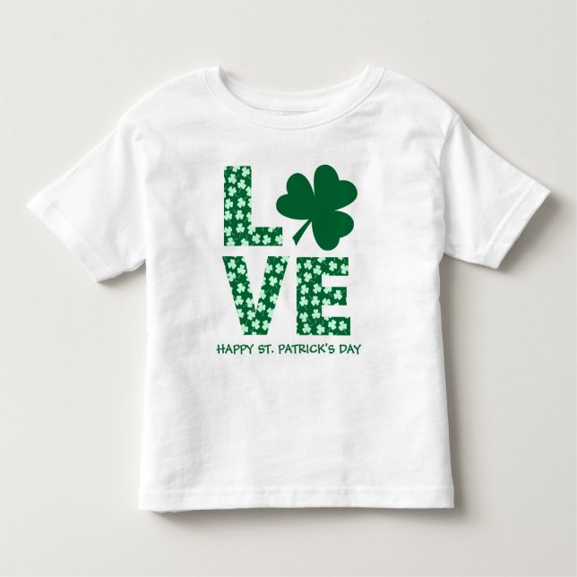 Camiseta Infantil  Trevo Infantil do Dia de São Patrício Amor Divert (Frente)