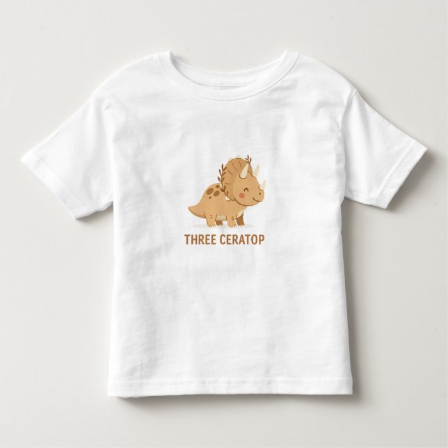 Camiseta Infantil Triceratops Café – Cute Dinosaur Coffee Illustrati (Frente)