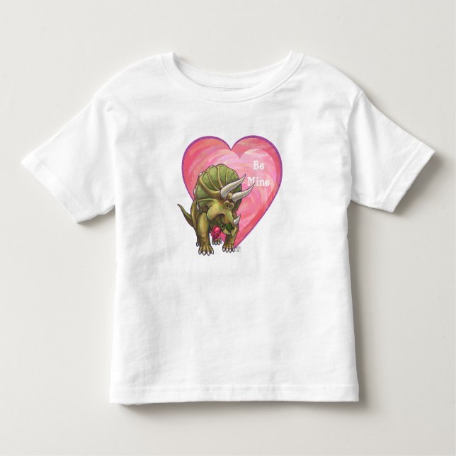 Camiseta Infantil Tricerátops Em Dia de os namorados De Amor (Frente)