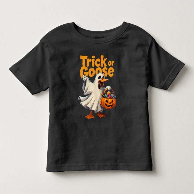 Camiseta Infantil Trick or Goose Halloween Goose (Frente)