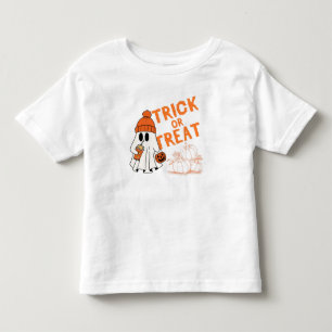Camiseta Infantil Trick ou Tratar design fantasma com latão de abóbo