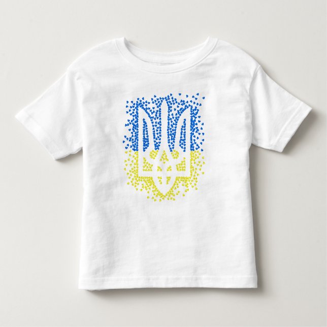 Camiseta Infantil Tridente de emblem ucraniano trizub espalhando cor (Frente)