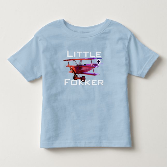Camiseta Infantil Triplane Engraçado "Pequeno Fokker" (Frente)