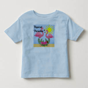 Camiseta Infantil Tropical Paraíso Rosa Flamingo - Toddler Fine Jer