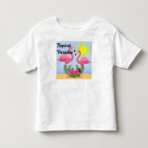 Camiseta Infantil Tropical Paraíso Rosa Flamingo - Toddler Fine Jer