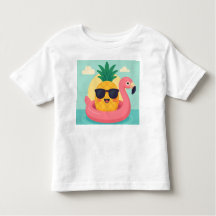 Tropicool-Pineapple Flamingo Float Summer T-Shirt