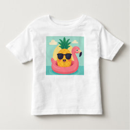 Camiseta Infantil Tropicool-Pineapple Flamingo Float Summer T-Shirt