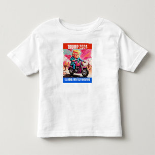 CAMISETA INFANTIL TRUMP 2024 LIDERANDO AMÉRICA PARA A FRENTE