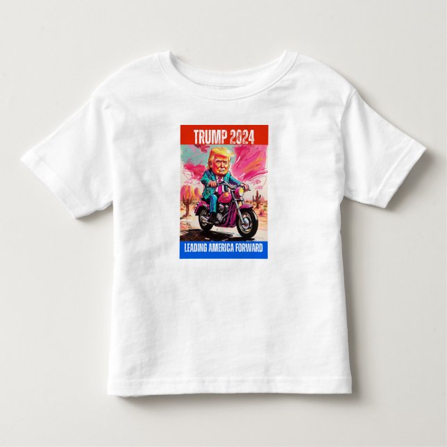 CAMISETA INFANTIL TRUMP 2024 LIDERANDO AMÉRICA PARA A FRENTE (Frente)