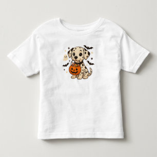 Camiseta Infantil Truque de Cão Dalmático Halloween ou Tratar