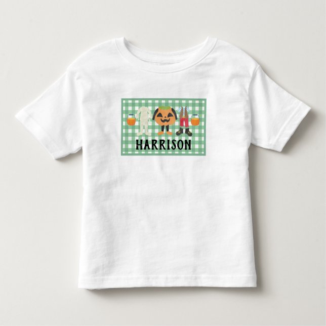 Camiseta Infantil Truque de Xadrez para Meninos ou Tratar o Hallowee (Frente)