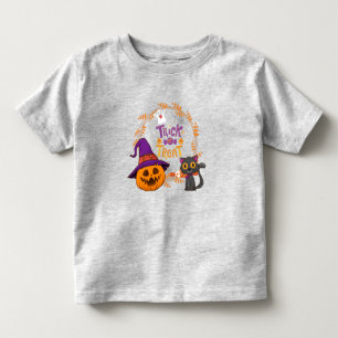 Camiseta Infantil Truque ou trato, Feliz Dia das Bruxas, Gato Engraç