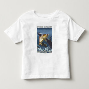 Camiseta Infantil Truta que pesca o secção transversal - cascatas