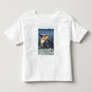 Camiseta Infantil Truta que pesca o secção transversal - rio de Su
