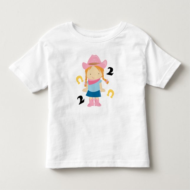 Camiseta Infantil Tshirt da criança de 2 anos da vaqueira do segundo (Frente)