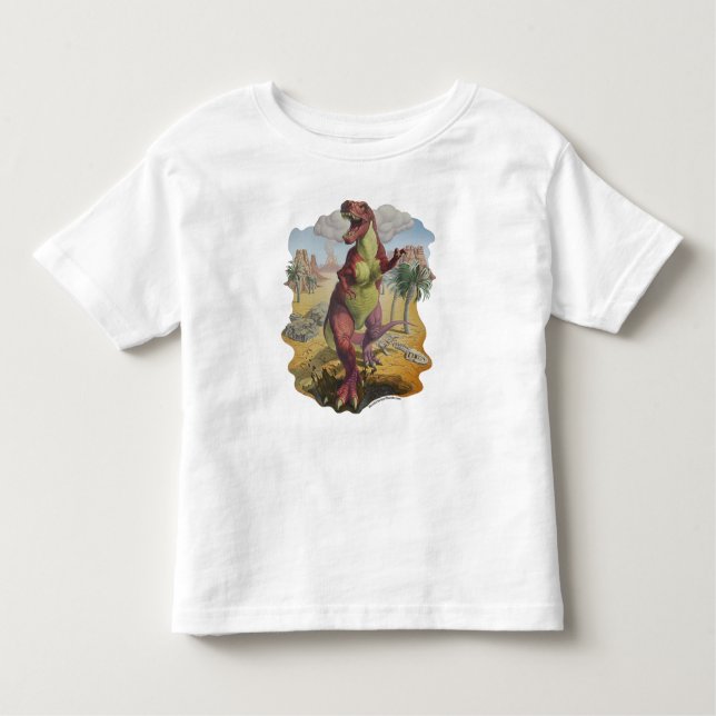 Camiseta Infantil Tshirt do branco do dinossauro do tiranossauro (Frente)