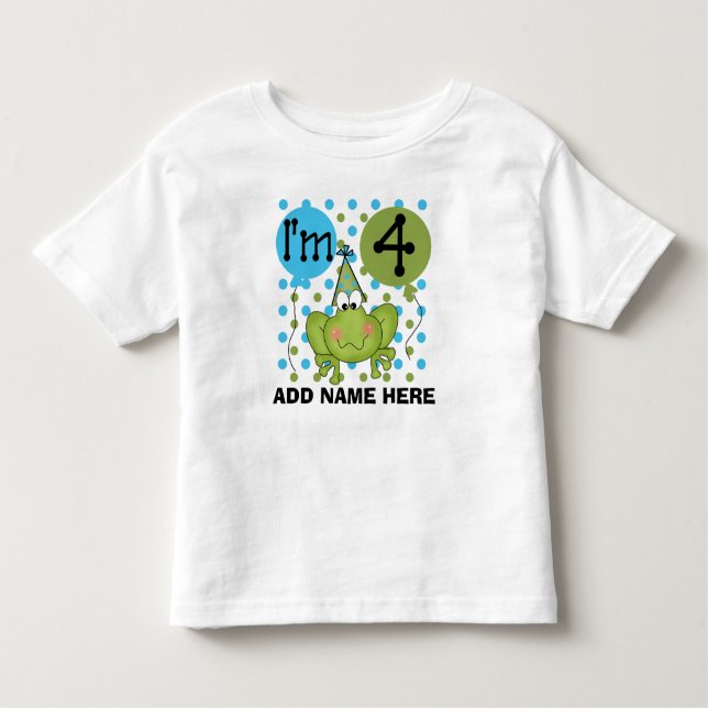 Camiseta Infantil Tshirt personalizado do aniversário do sapo azul (Frente)