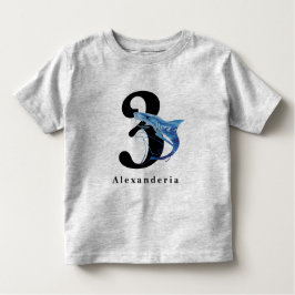 Camiseta Infantil Tubarão azul 3º aniversário nome idade criança