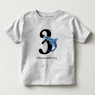 Camiseta Infantil Tubarão azul 3º nome idade da criança aniversário
