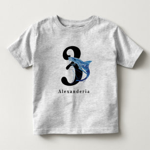 Camiseta Infantil Tubarão azul nome idade criança de 3 anos