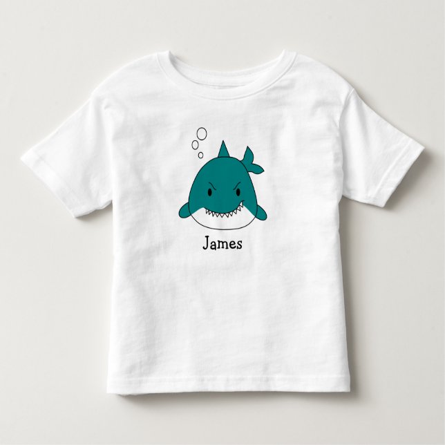 Camiseta Infantil Tubarão Cartoon Personalizado (Frente)