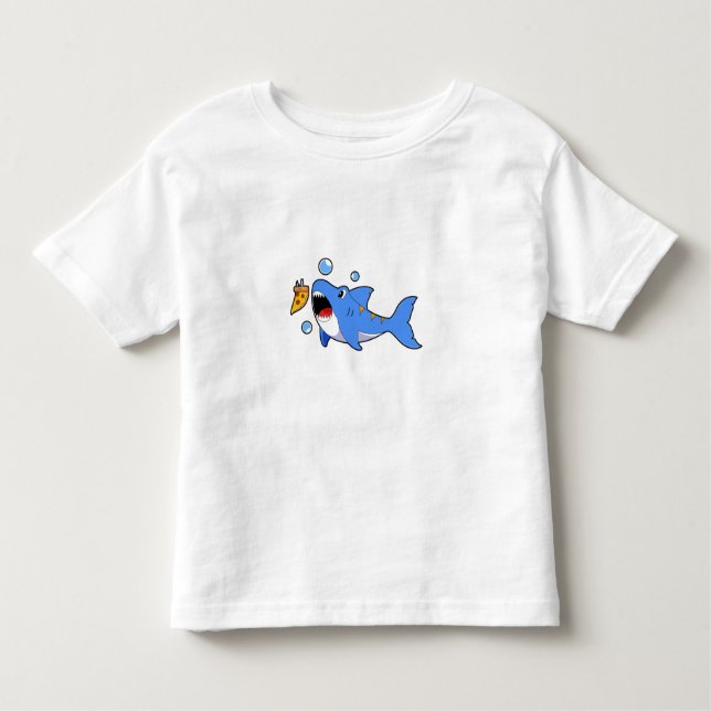 Camiseta Infantil Tubarão com pizza como isco (Frente)