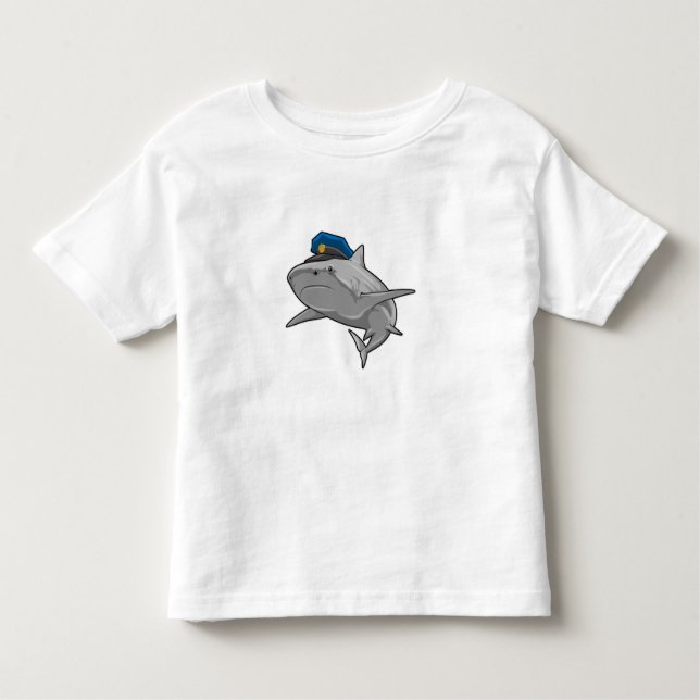 Camiseta Infantil Tubarão como agente da polícia (Frente)