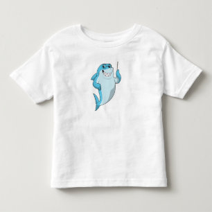 Camiseta Infantil Tubarão como professor com ponteiro