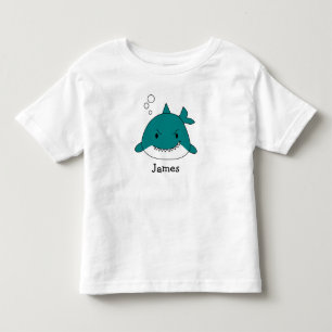 Camiseta Infantil Tubarão de desenho animado personalizado