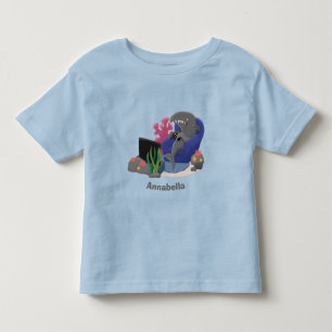 Camiseta Infantil Tubarão engraçado assistindo desenhos animados n