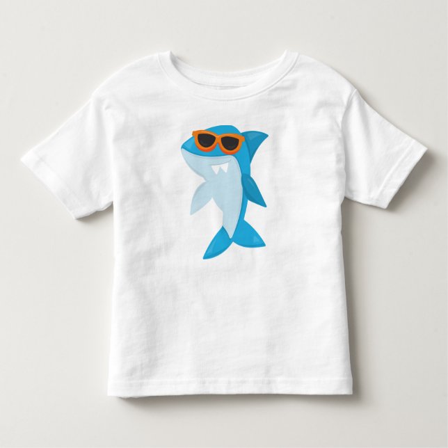 Camiseta Infantil Tubarão-Legal, Tubarão-, Tubarão Com Óculos-De-Sol (Frente)