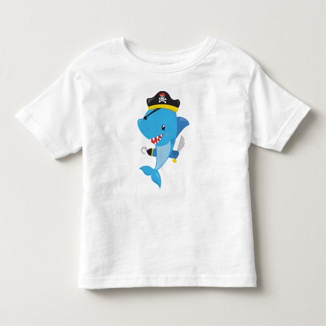 Camiseta Infantil Tubarão-pirata, Tubarão-frade, Tubarão-pequeno, Tu (Frente)