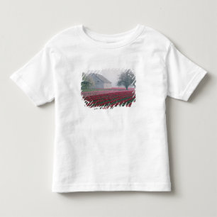 Camiseta Infantil Tulipas vermelhas e rosadas cumprimentam o dia em