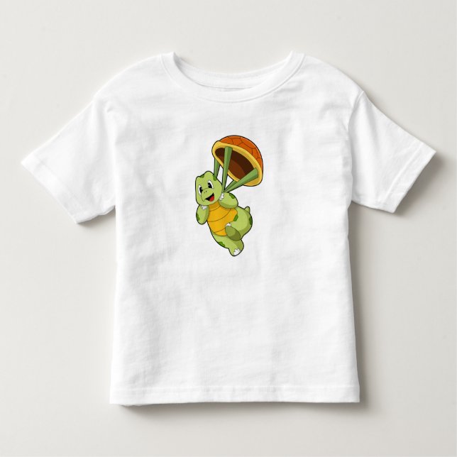 Camiseta Infantil Turtle com Shell como Skydiver (Frente)