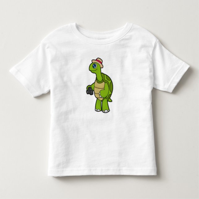 Camiseta Infantil Turtle como fotógrafo com câmera (Frente)