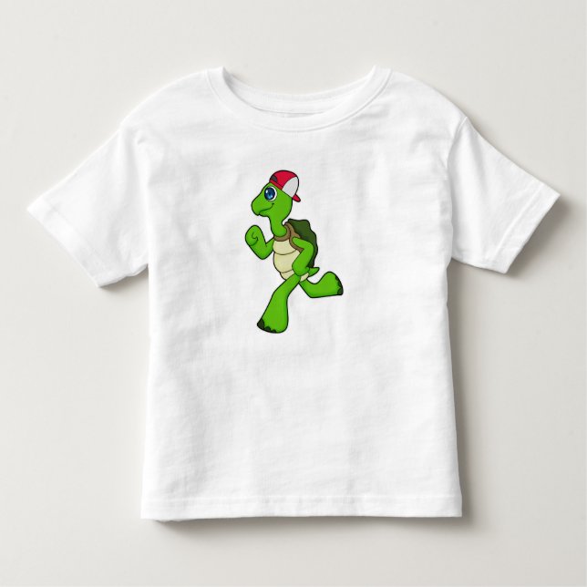Camiseta Infantil Turtle como Runner com Boné (Frente)