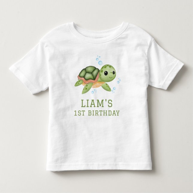 Camiseta Infantil Turtle Under the sea first birthday (Frente)