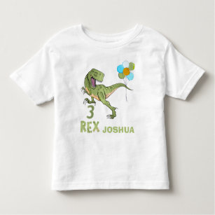 Camiseta Infantil Tyrannosaurus Three Rex Dino aniversário de 3 anos